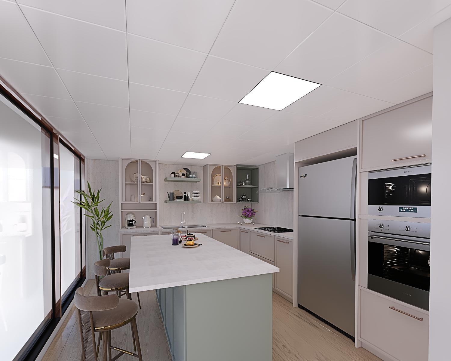 Rendu 3D de conception de cuisine pour une résidence de Montréal par Limakdéco