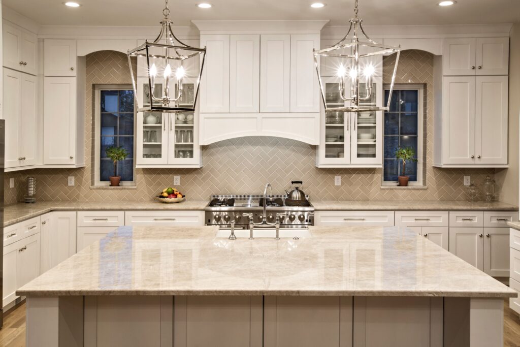 Modern kitchen with white cabinetry